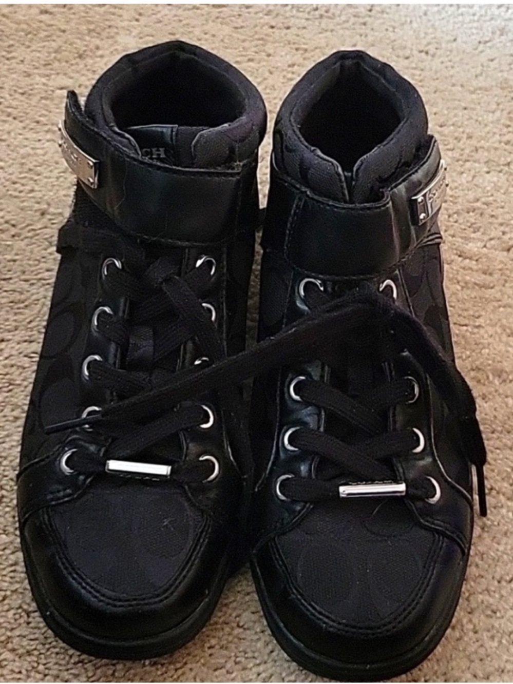 Coach Black and Silver Logo Plaque High-Tops